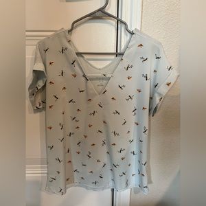 A New Day Bird Print Blouse Size small